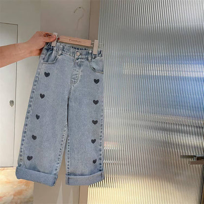 Heart Wide-Leg Denim Jeans