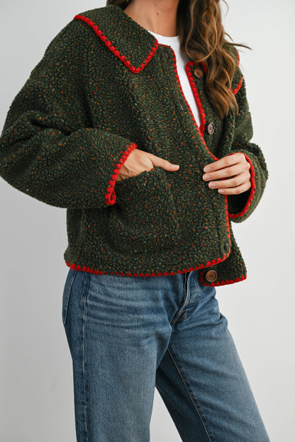 Buttoned Fleece Puffer Jacket