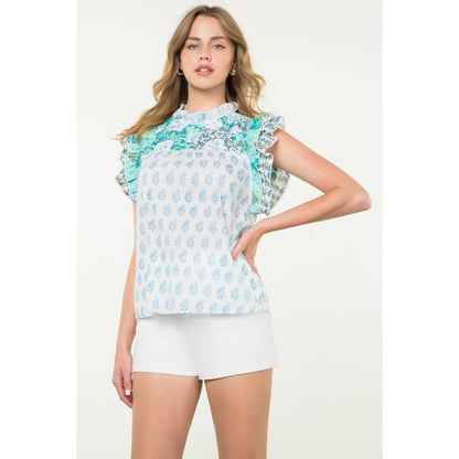 Flutter Sleeve Floral Print Top