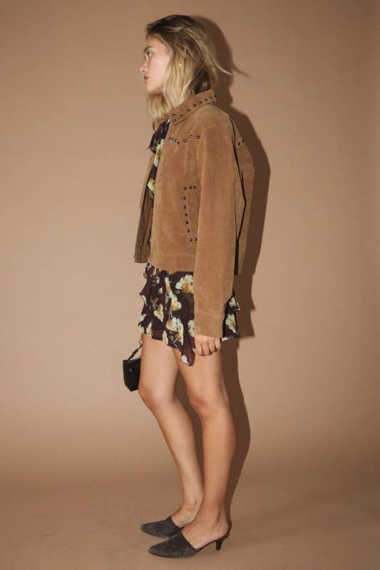 Camel Suede Studded Jacket