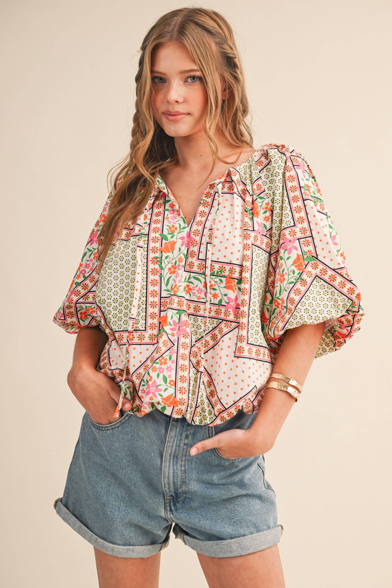 Floral Print Bubble Top