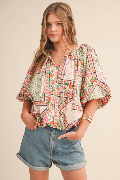 Floral Print Bubble Top