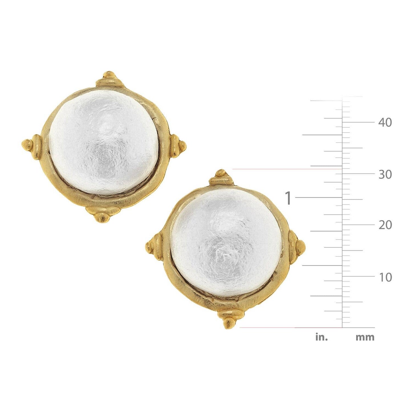 Susan Shaw Gold and White Pearl Earrings