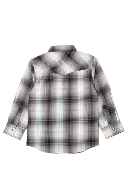 Little Boys Grey Plaid Long Sleeve Snap Shirt