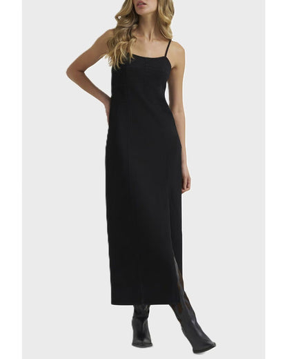 Women's Wrangler Black Denim Slit Front Maxi Dress