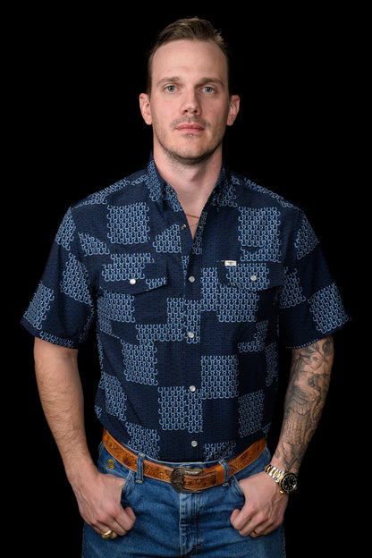 Ferrell The Dallas - Blue Short Sleeve Snap Shirt