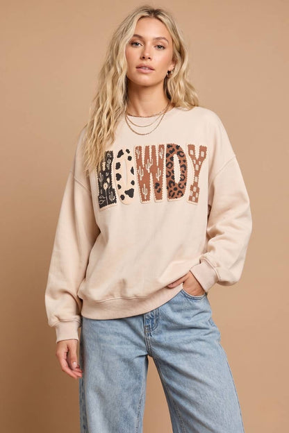 J.NNA The "Howdy" Multi-Pattern Graphic Sweatshirt