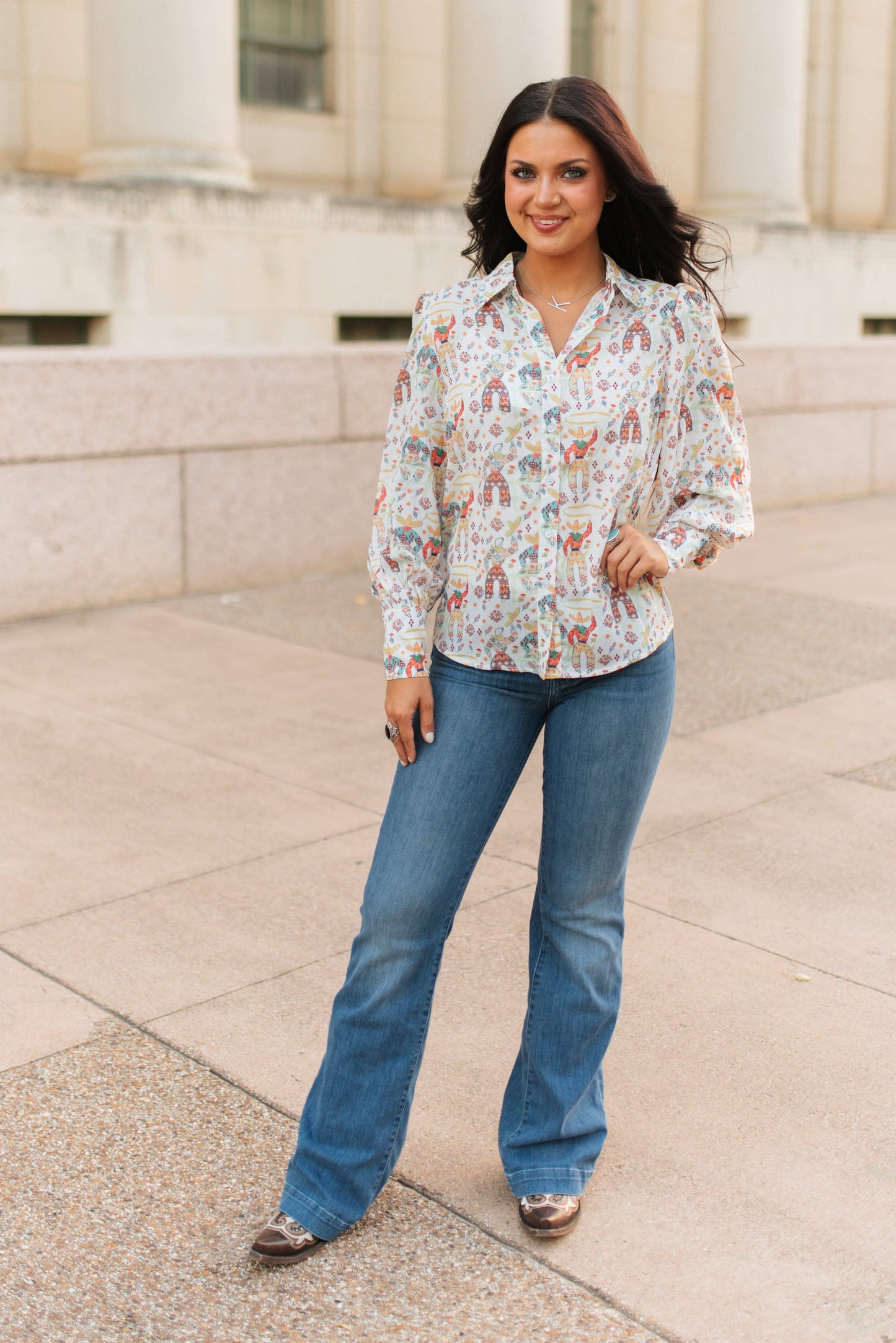 Roping Cowboy Blouse
