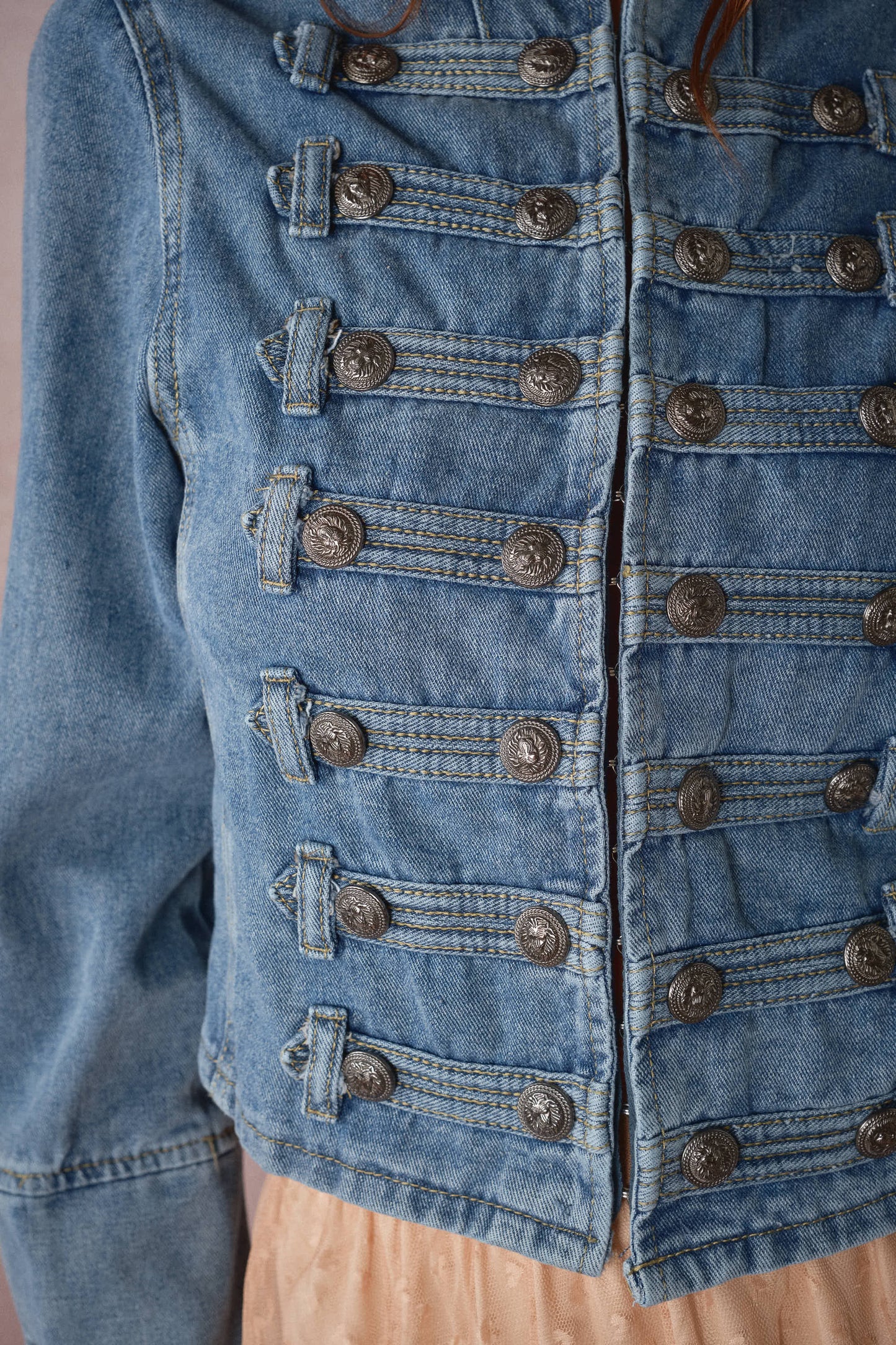 Blue B Washed Denim Napoleon Jacket