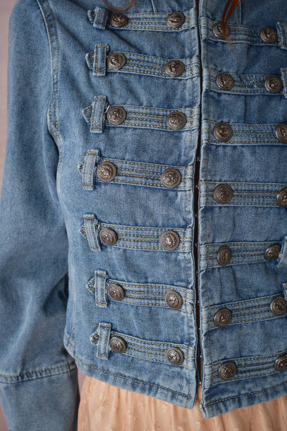 Blue B Washed Denim Napoleon Jacket