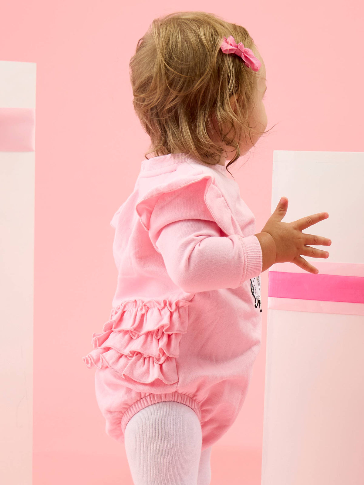 Baby Pink Santa Bubble Sweatshirt Romper