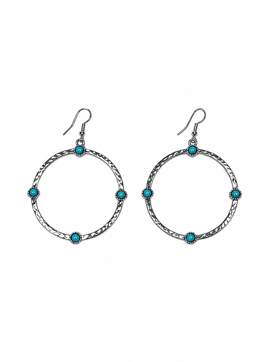 West & Co. Hammered Hoop Earrings W/ Turquoise