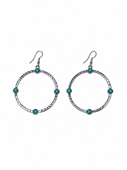 West & Co. Hammered Hoop Earrings W/ Turquoise