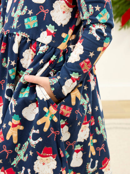Girls Giddy Up Santa Twirl Dress