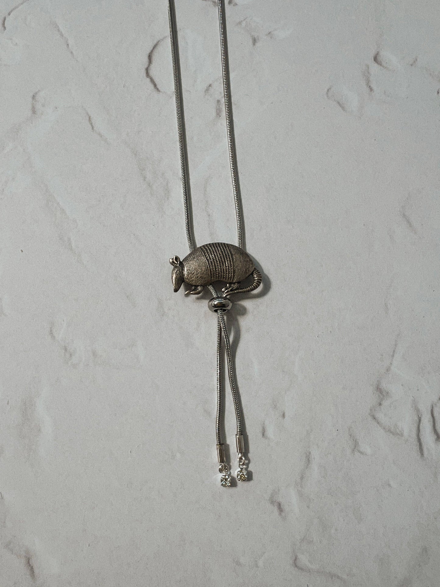 Armadillo Silver Vintage Style Bolo Tie