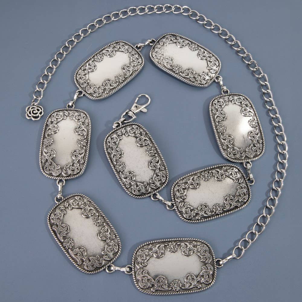 Rectangle Concho Chain Belt