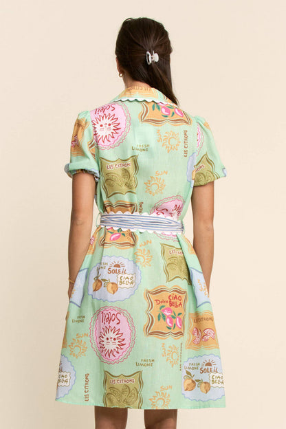 Linen Spring Detail Shirt Dress