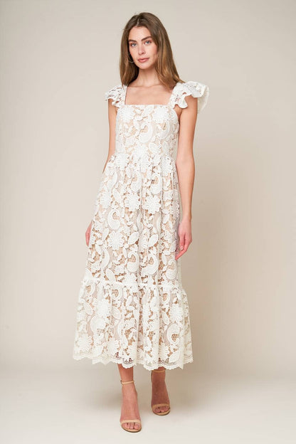 White Lace Midi Dress