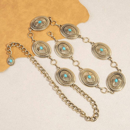 Ornate Western Concho Disc Chain Belt