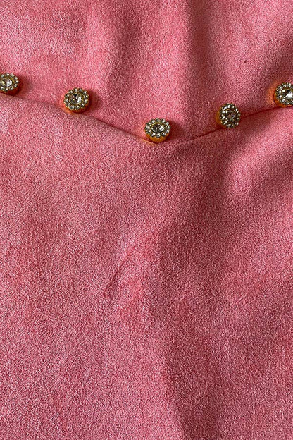Girl's Pink Faux Suede Fringe Skirt