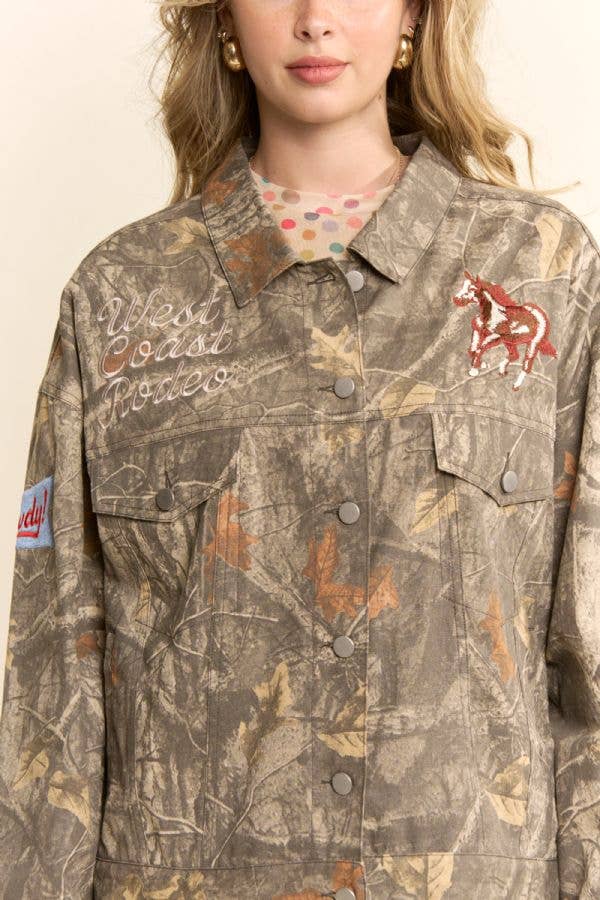 Dave & Dani Cropped Camo Jacket