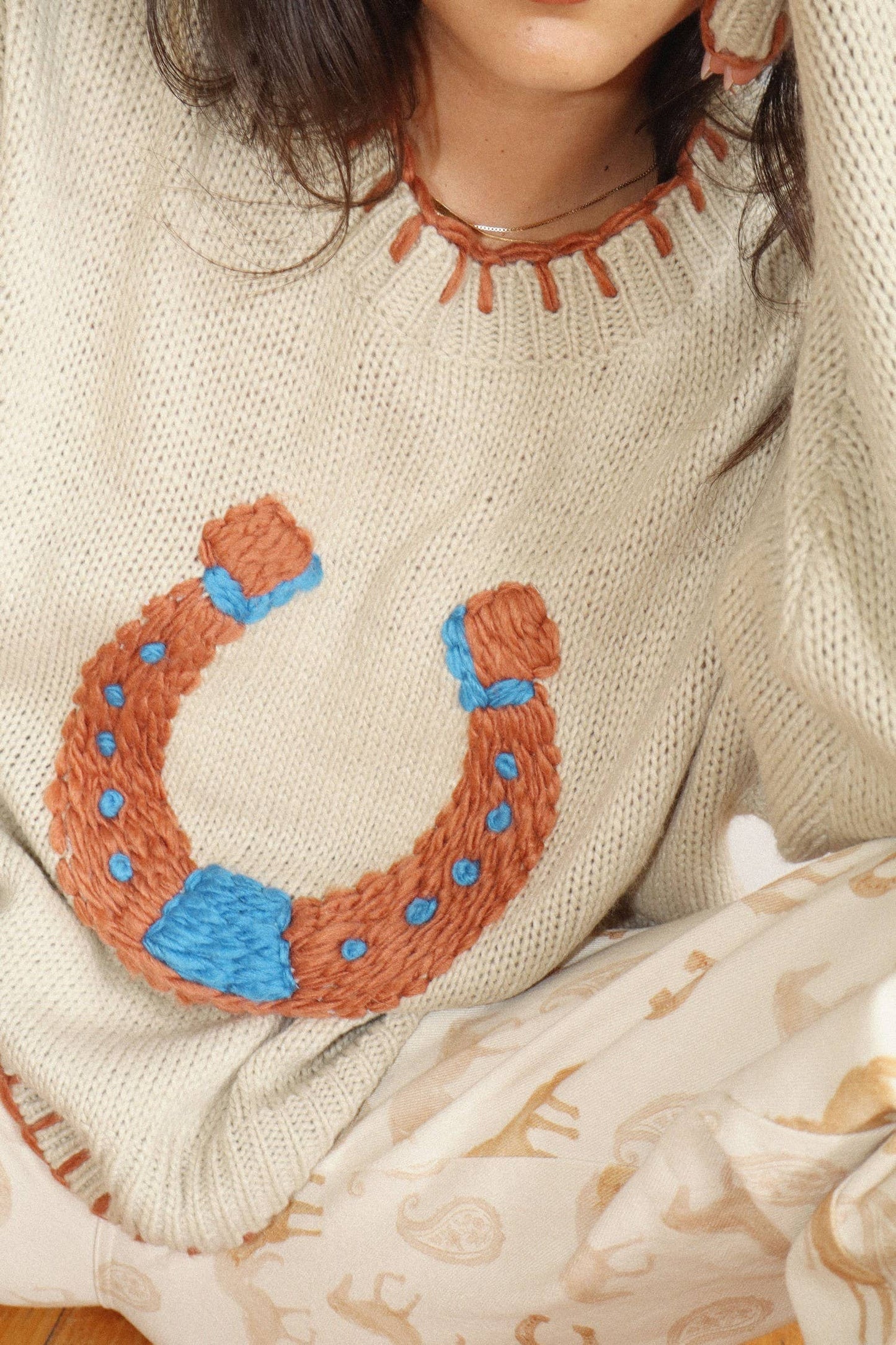 Bailey Rose Horseshoe Stitch Oversized Sweater
