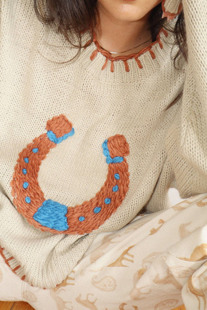 Bailey Rose Horseshoe Stitch Oversized Sweater