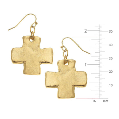 Susan Shaw Gold Cross Earrings