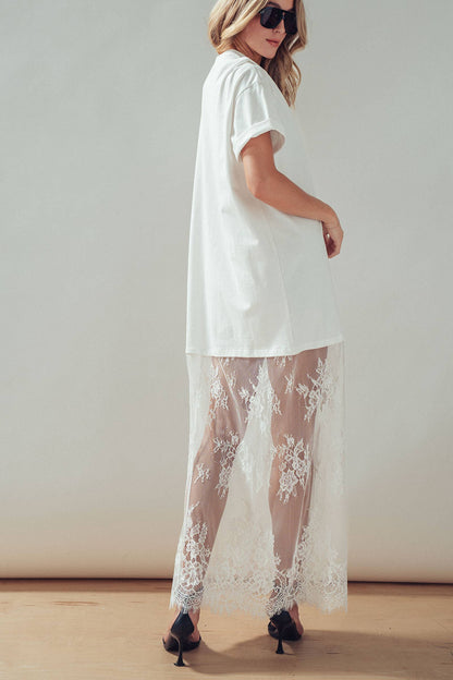 Mixed-Media T-Shirt Lacey Dress