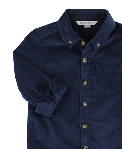 Boys Navy Corduroy Button Down Shirt
