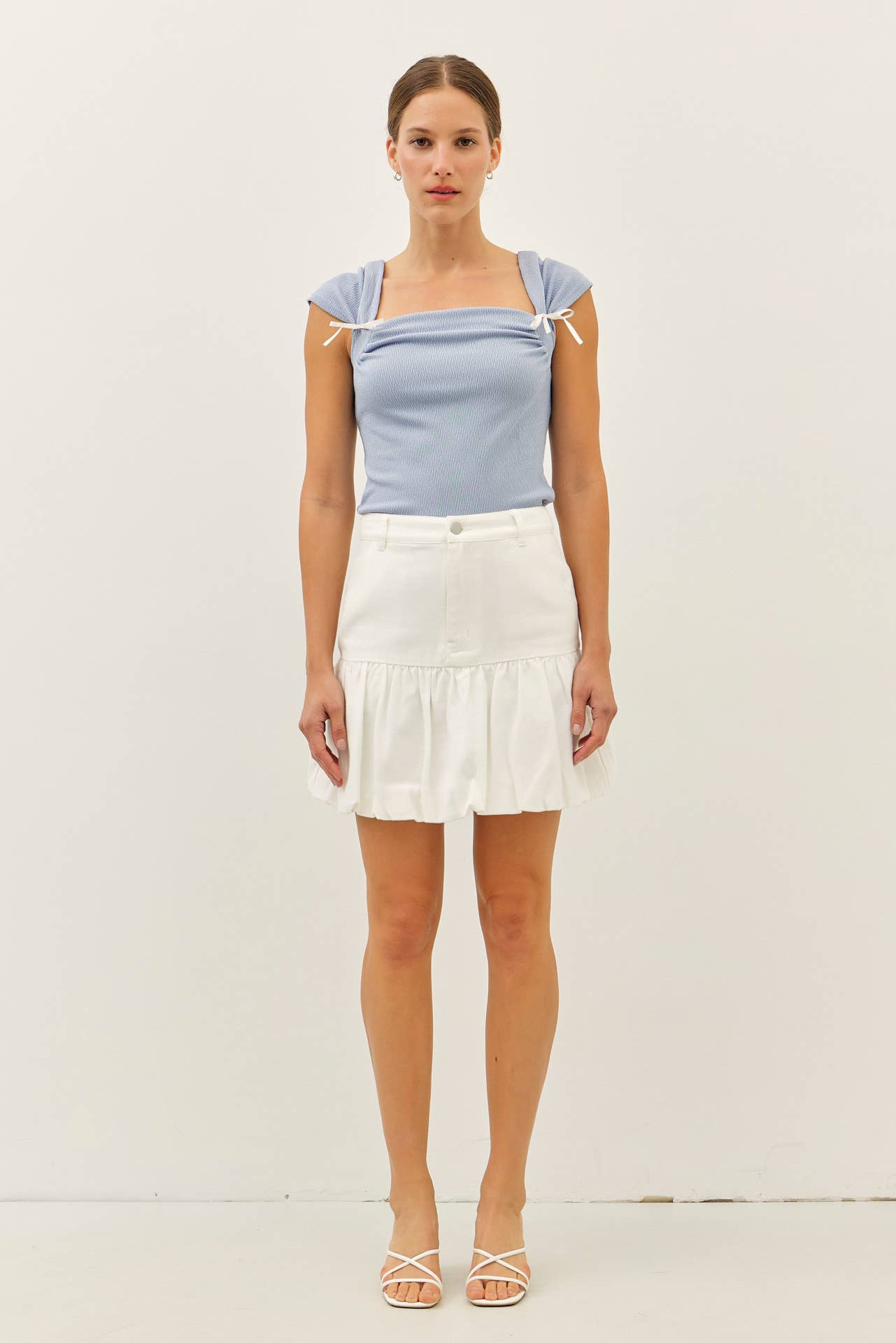 Denim Bubble Mini Skirt