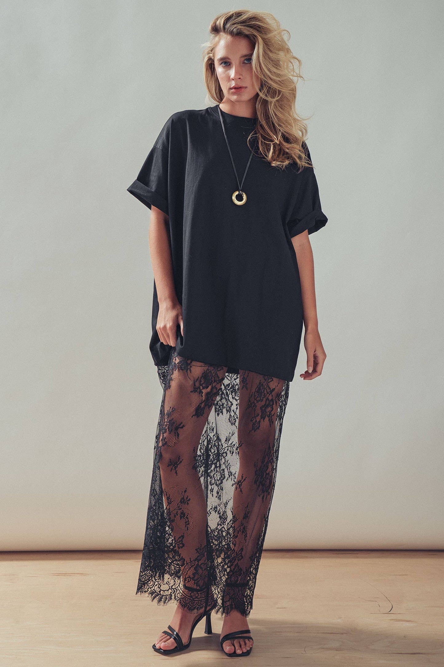 Mixed-Media T-Shirt Lacey Dress