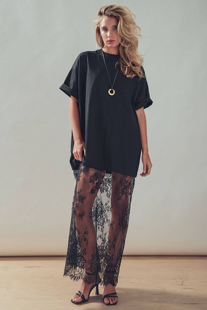 Mixed-Media T-Shirt Lacey Dress