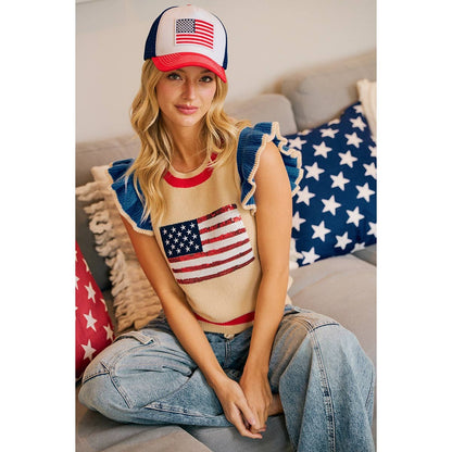 American Flag Knit Top