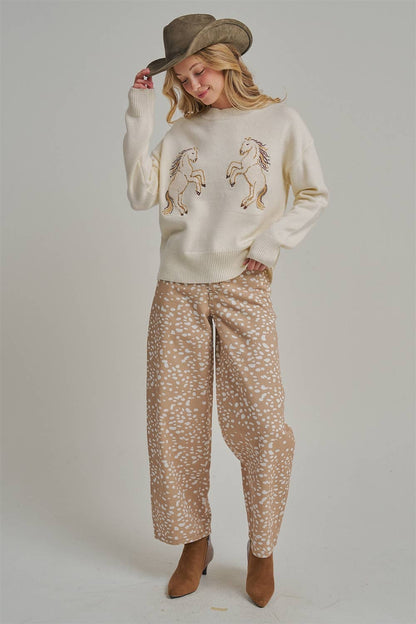 Deer Print Barrel Pants