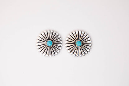 West & Co. Silver Conco Burst Post Earrings w/ Turquoise Accent