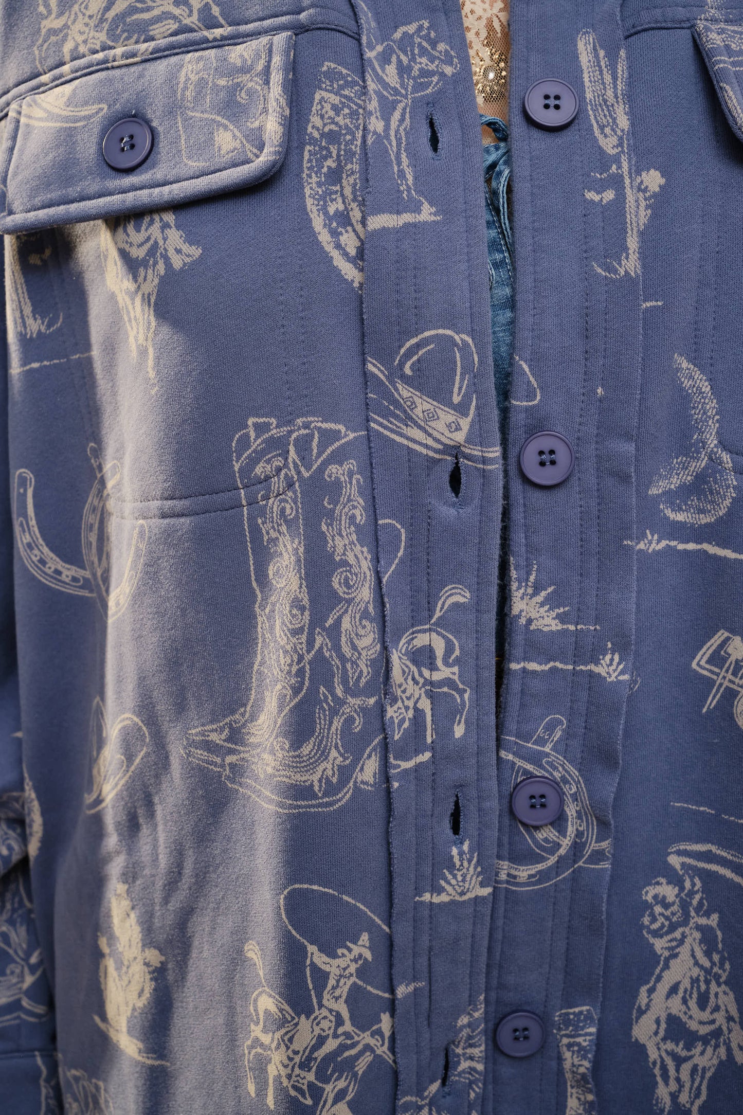 All Over Western Long Sleeve Loose Fit Shacket