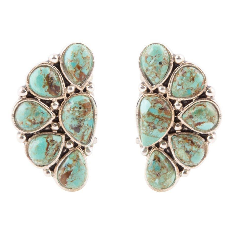 Barse Durango Turquoise Multi Stone Clip Earrings