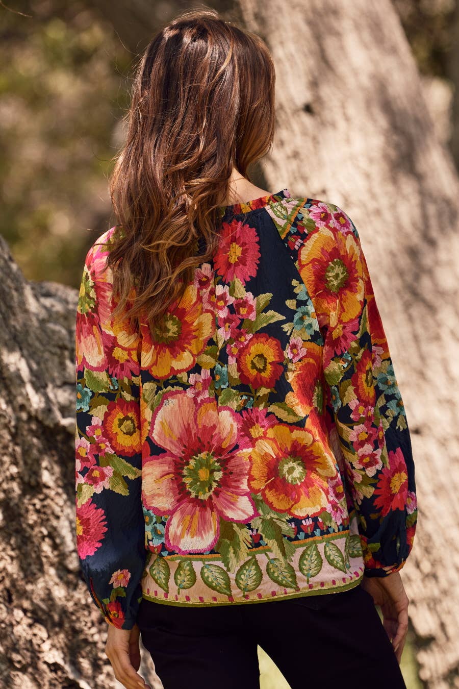 Floral Border Printed Blouse