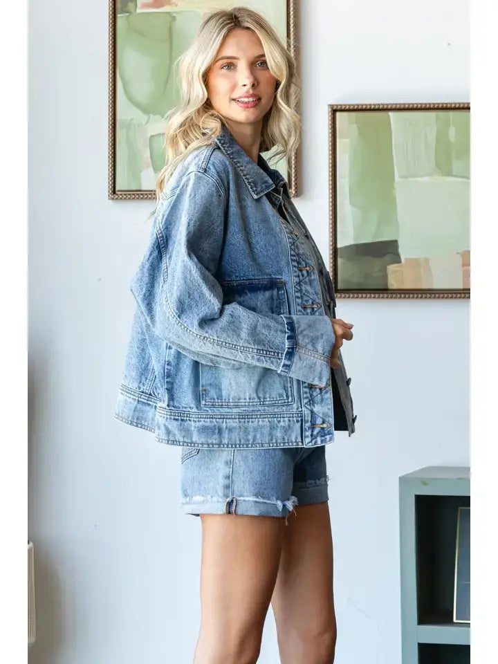 Big Pocket Denim Shacket