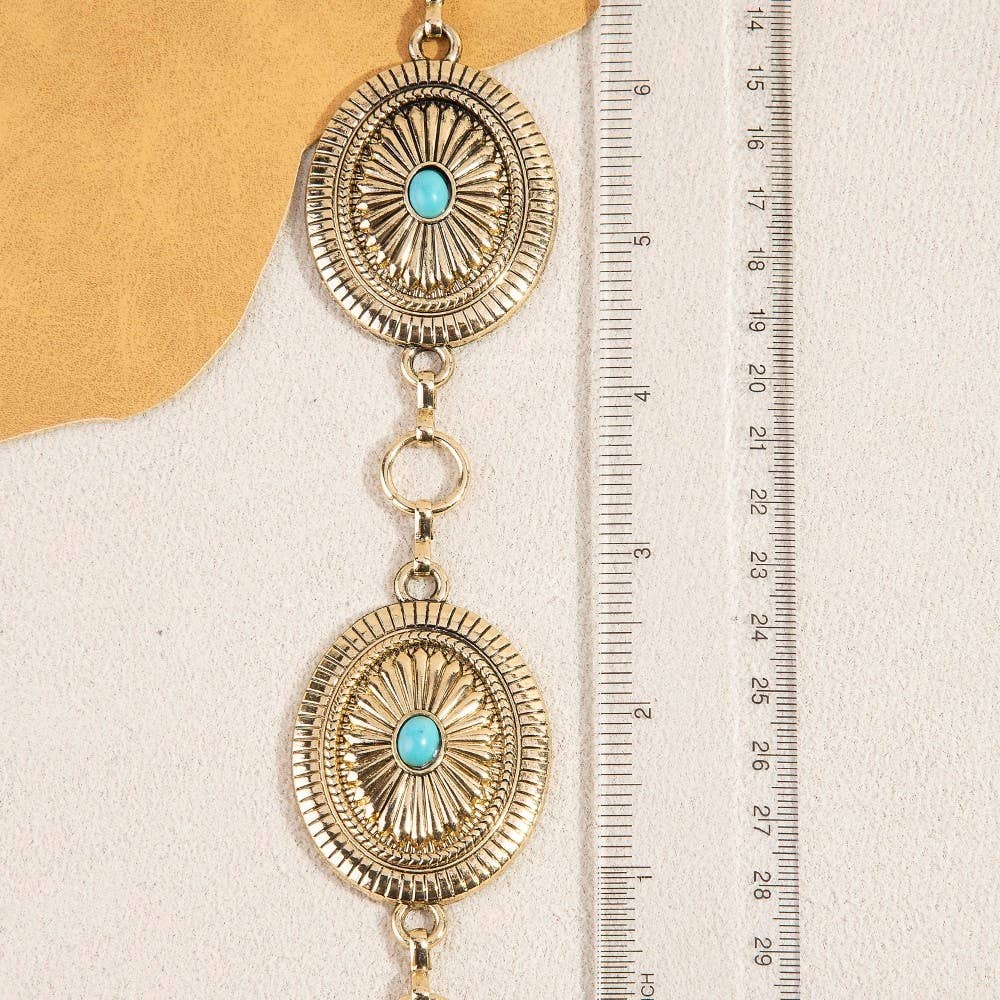 Ornate Western Concho Disc Chain Belt