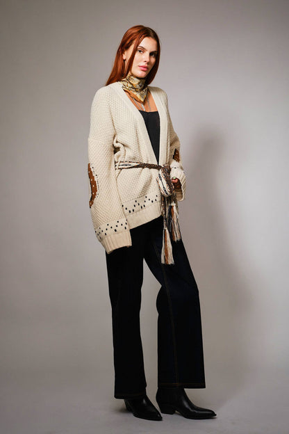 Western Horse Belted Cardigan