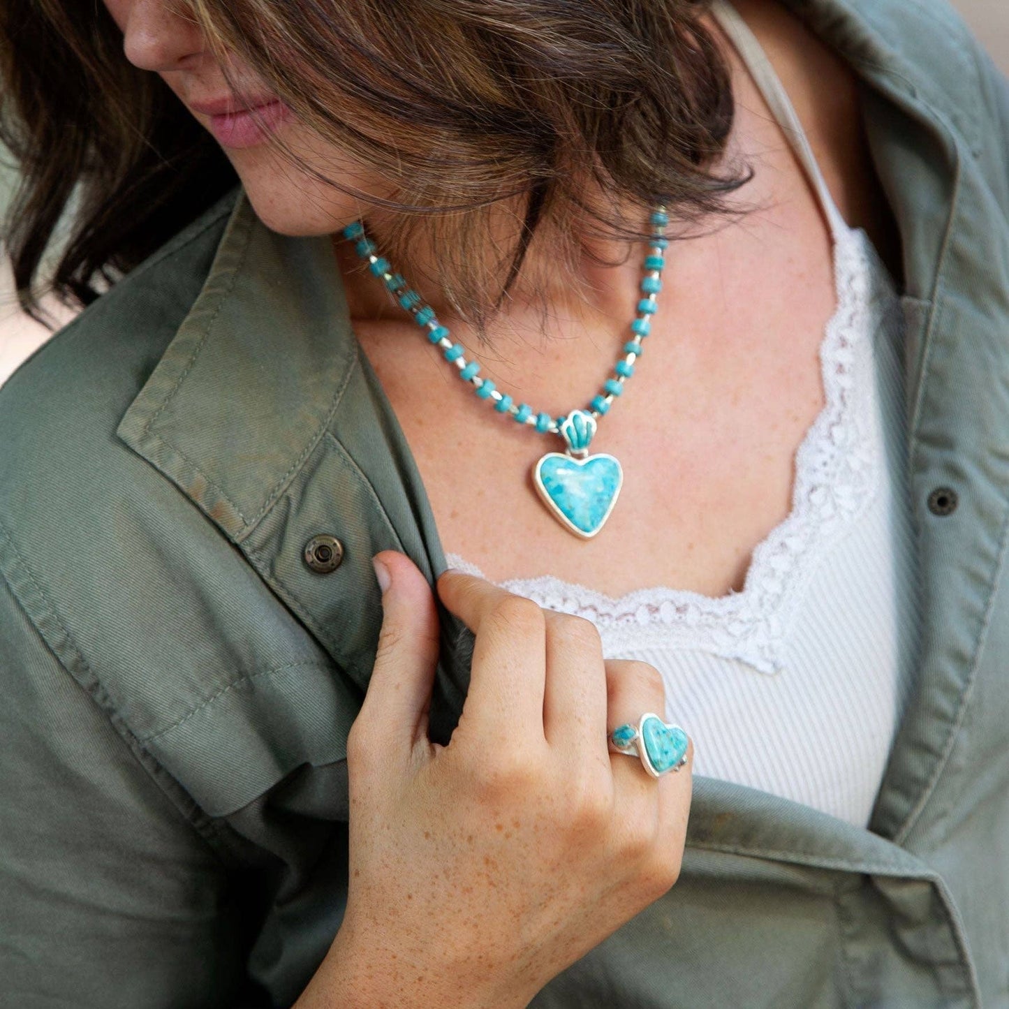Barse Jewelry Blue Turquoise Heart Sterling Silver Statement Ring