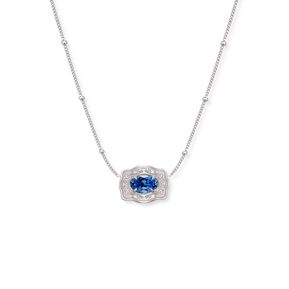 Silver Belt Buckle Birthstone Necklace