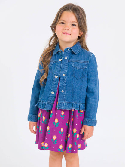 Girl's Medium Denim Ruffle Jean Jacket