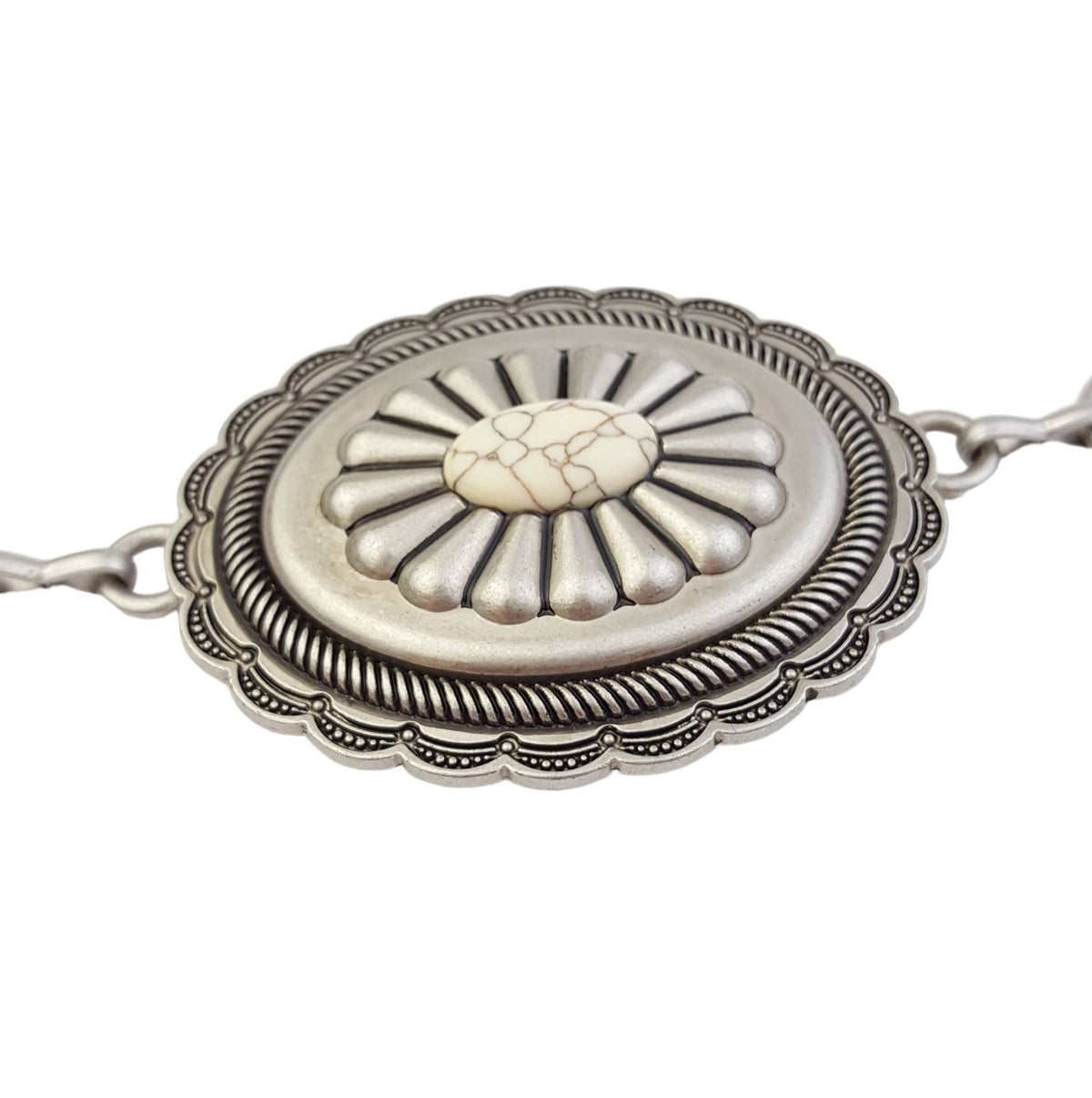Western Oval Concho Chain Belt with Stones