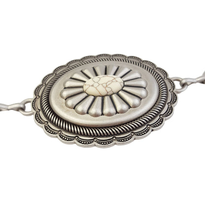 Western Oval Concho Chain Belt with Stones
