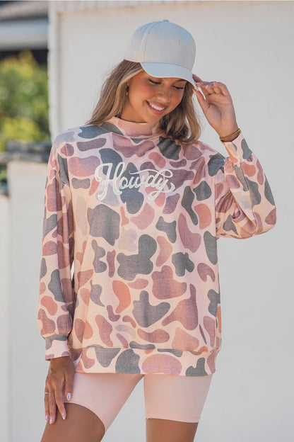 Camo Howdy Oversized Mock Neck Sweatshirt