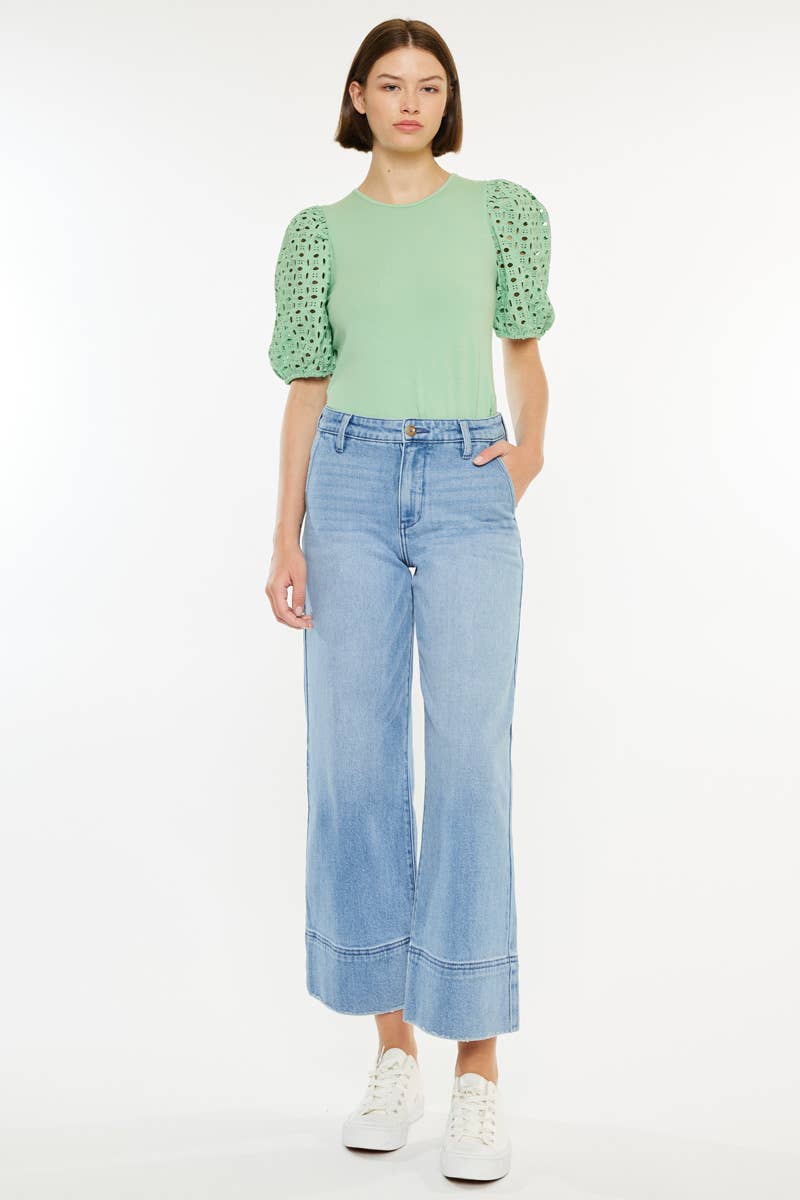 KanCan Darla High Rise Cropped Wide Leg Jeans