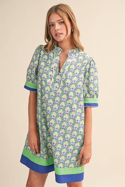 Vintage Floral Puff Sleeve Mini Dress